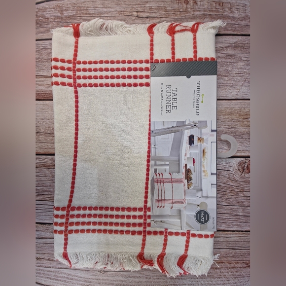 Threshold Red and White Table Runner - Picture 1 of 5